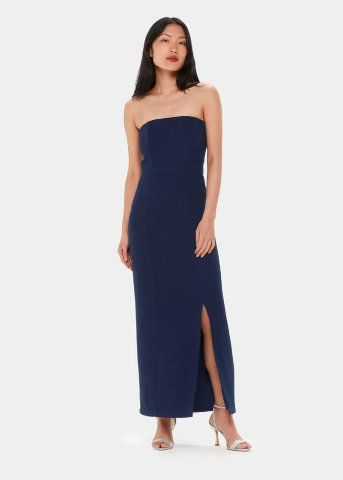 Whistles Gemma Strapless Maxi Dress Navy Women Dresses