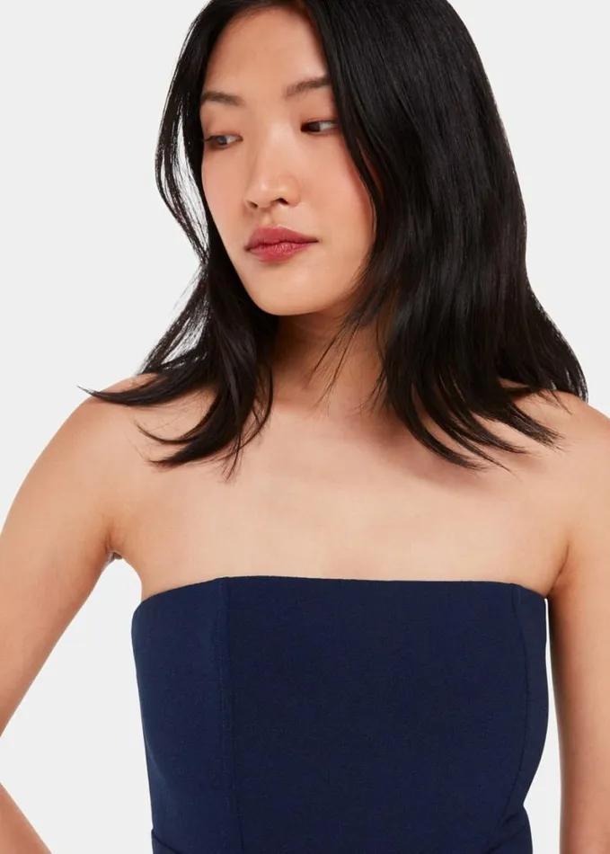 Whistles Gemma Strapless Maxi Dress Navy Women Dresses