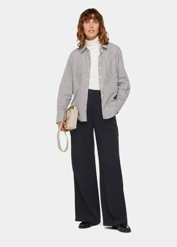 Whistles Grace Luxe Cargo Pant Navy Women Pants