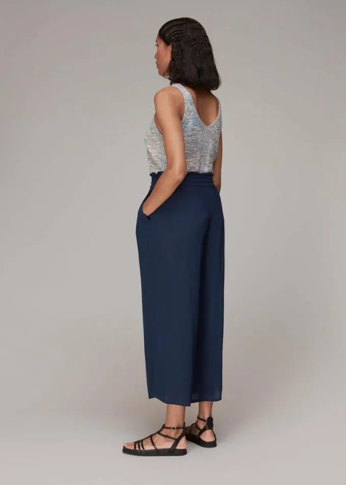 Whistles Imogen Fluid Cropped Trouser Navy Women Pants