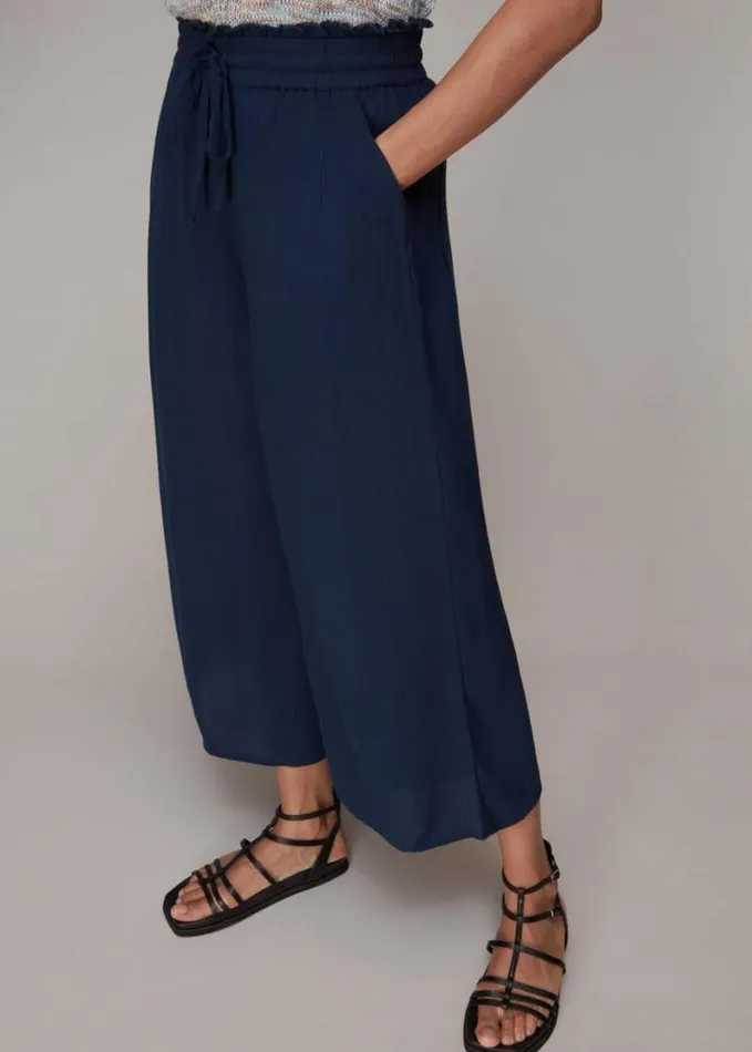 Whistles Imogen Fluid Cropped Trouser Navy Women Pants
