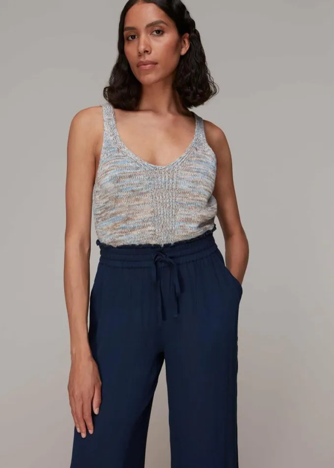 Whistles Imogen Fluid Cropped Trouser Navy Women Pants
