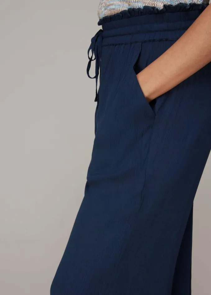 Whistles Imogen Fluid Cropped Trouser Navy Women Pants