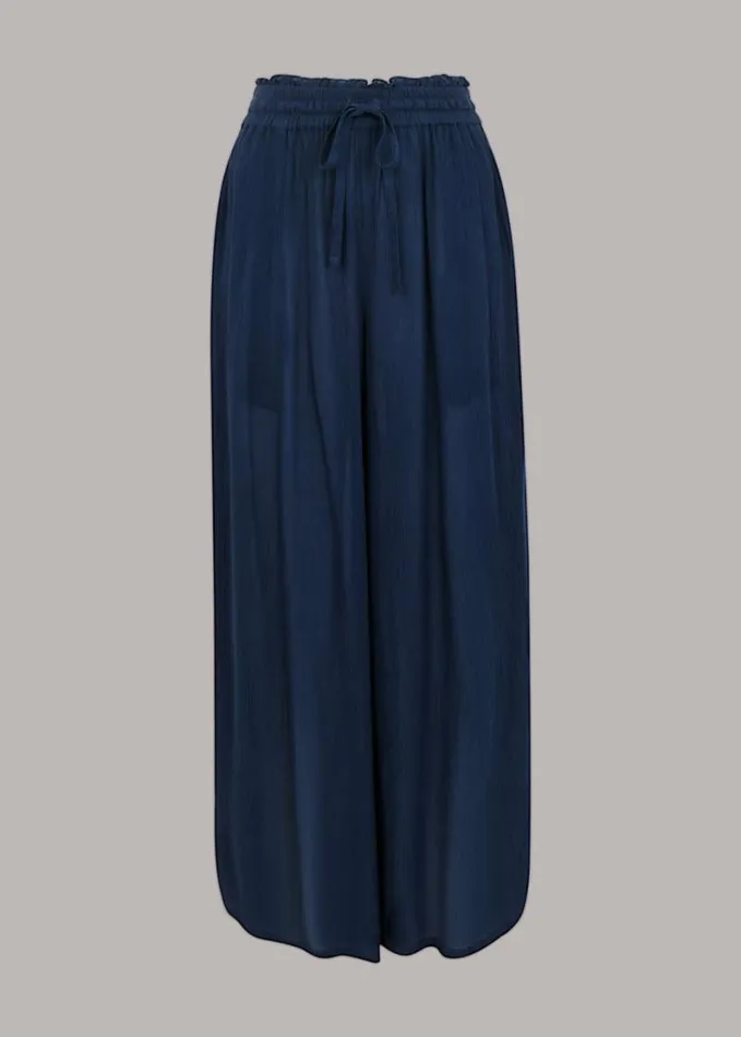 Whistles Imogen Fluid Cropped Trouser Navy Women Pants