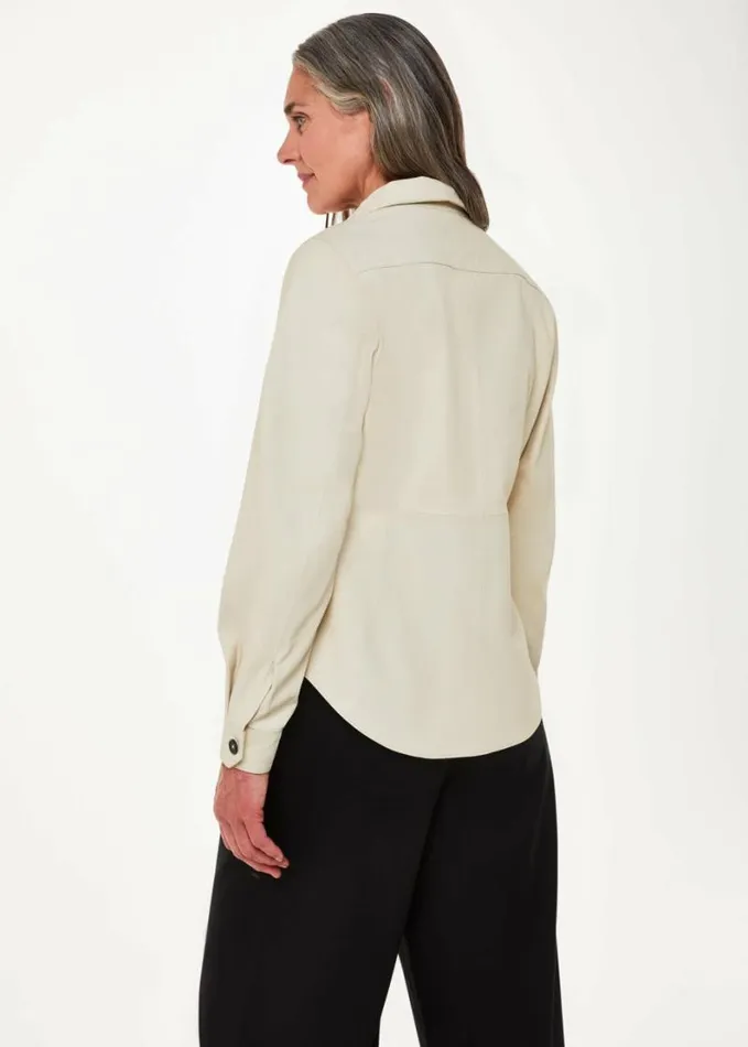 Whistles Kelly Slim Leather Shirt Ivorymulti Women Tops