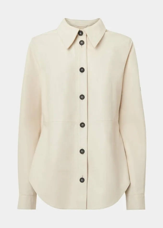 Whistles Kelly Slim Leather Shirt Ivorymulti Women Tops