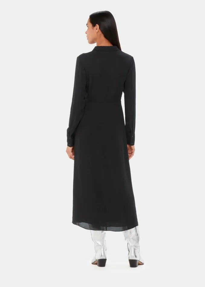 Whistles Lea Ruffle Front Dress Black Women Dresses
