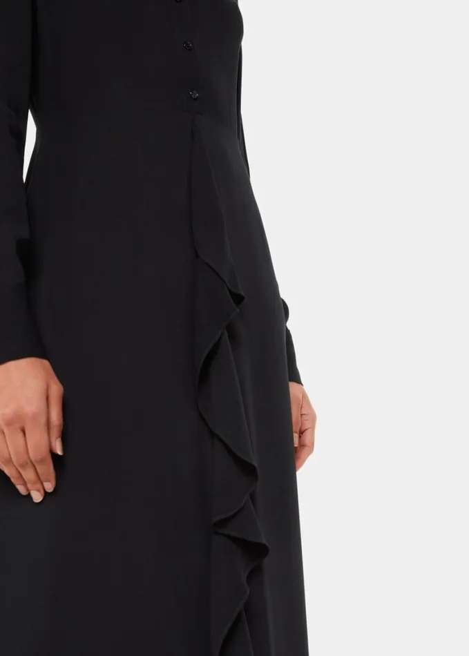 Whistles Lea Ruffle Front Dress Black Women Dresses