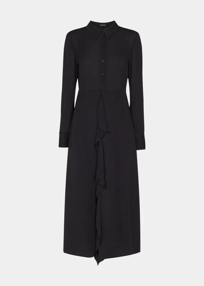 Whistles Lea Ruffle Front Dress Black Women Dresses