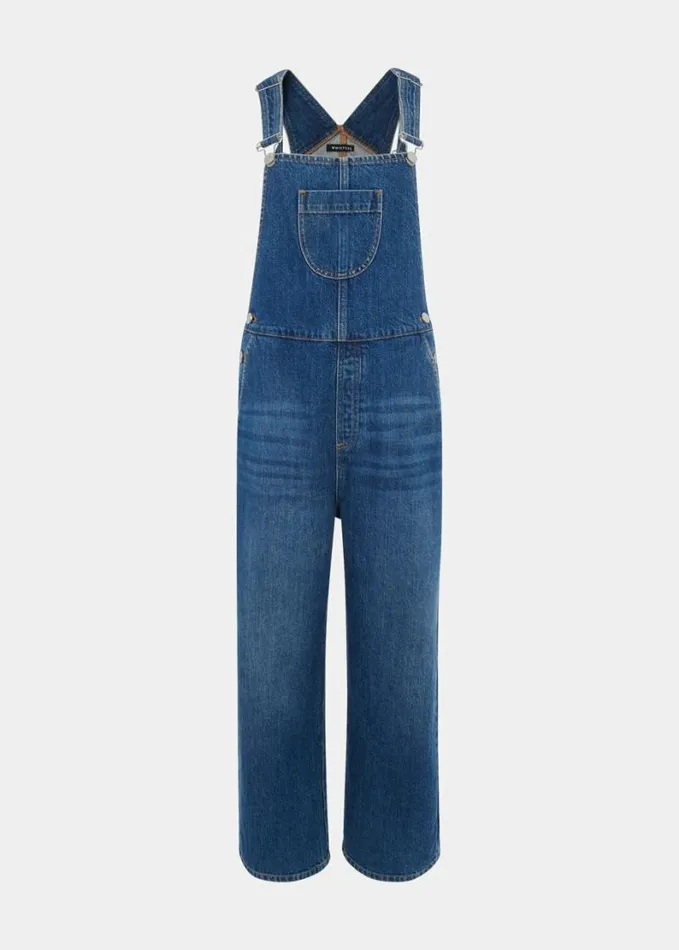 Whistles Leni Denim Dungaree Mid Wash Women Jumpsuits
