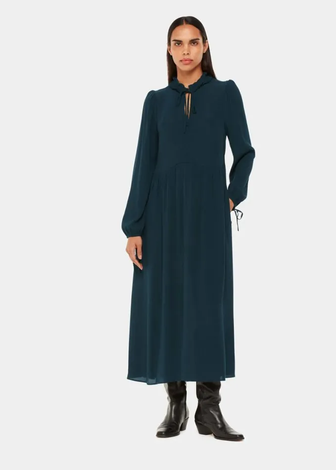 Whistles Lyla Trapeze Midi Dress Teal Women Dresses