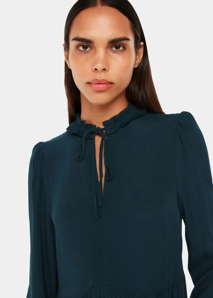 Whistles Lyla Trapeze Midi Dress Teal Women Dresses