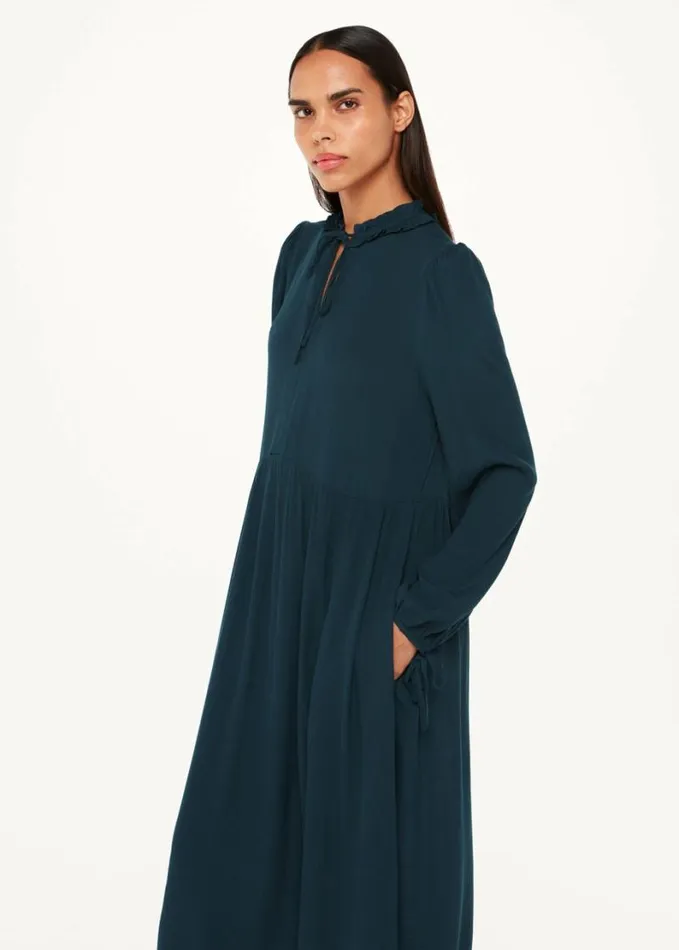 Whistles Lyla Trapeze Midi Dress Teal Women Dresses