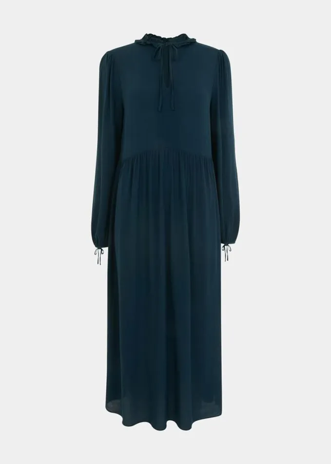 Whistles Lyla Trapeze Midi Dress Teal Women Dresses