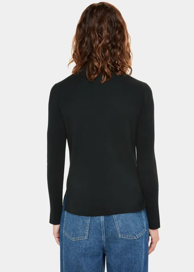 Whistles Maja Knitted Polo Neck Knit Black Women Sweaters and Cashmere