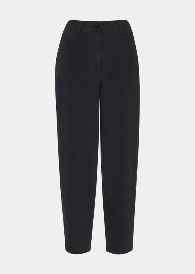 Whistles Marie Elasticated Waist Chino Washed Black Women Pants
