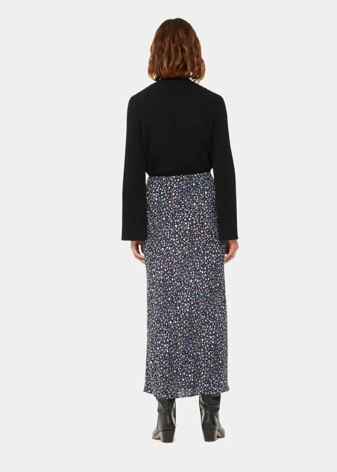Whistles Painted Garden Bias Cut Skirt Blackmulti Women Skirts