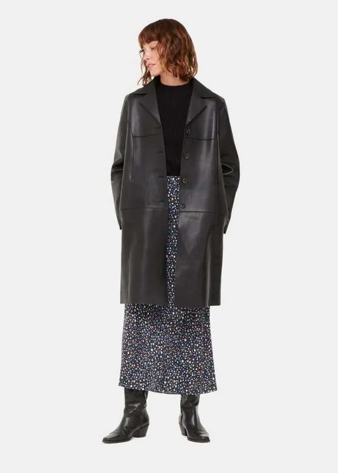Whistles Painted Garden Bias Cut Skirt Blackmulti Women Skirts