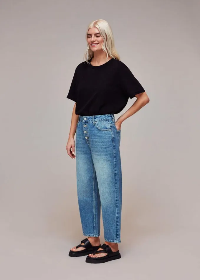 Whistles Petite Authentic Hollie Button Jean Denim Women Petite Pants and Jeans Whistles Petite Authentic Hollie Button Jean Denim Women Petite Pants and Jeans