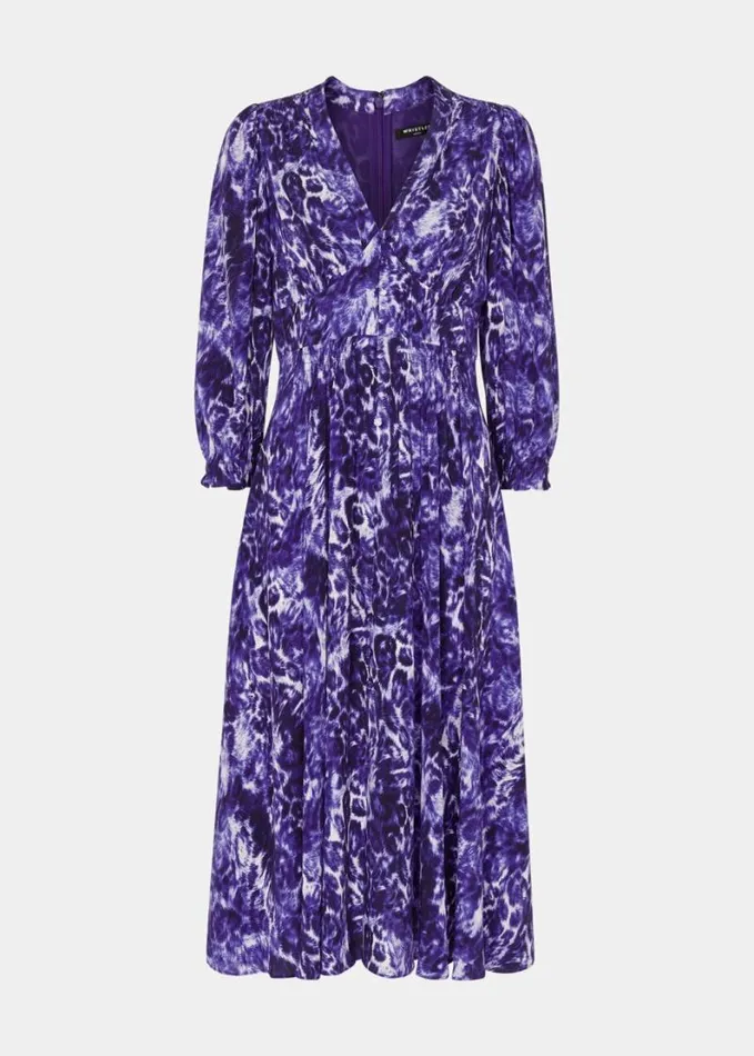 Whistles Petite Glossy Leopard Midi Dress Purplemulti Women Petite Dresses and Jumpsuits Whistles Petite Glossy Leopard Midi Dress Purplemulti Women Petite Dresses and Jumpsuits