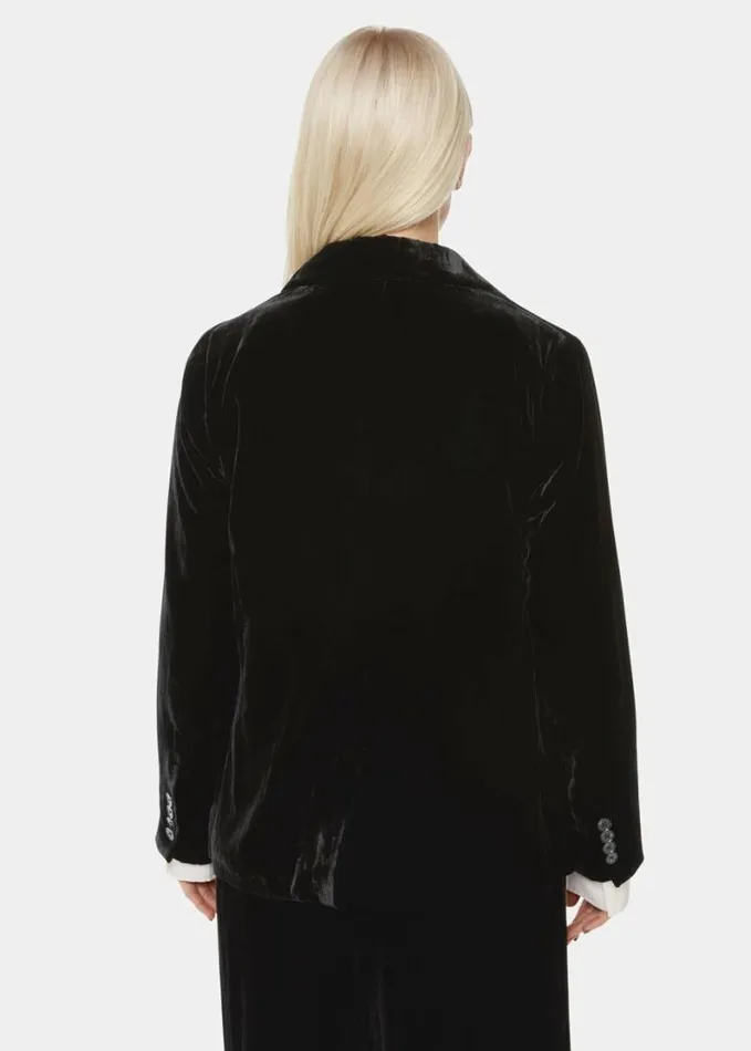 Whistles Petite Olivia Velvet Blazer Black Women Petite Coats and Jackets