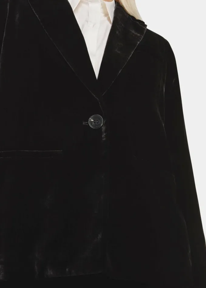 Whistles Petite Olivia Velvet Blazer Black Women Petite Coats and Jackets