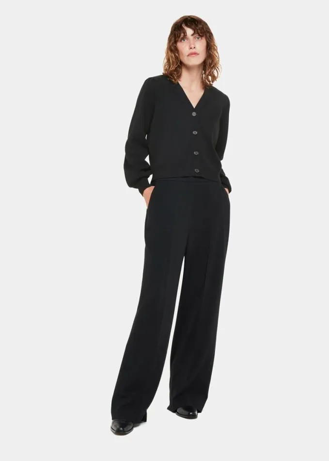 Whistles Puff Sleeve Cardigan Black Women Sweaters and Cashmere
