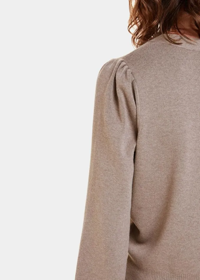 Whistles Puff Sleeve Cardigan Neutral Women Sweaters and Cashmere