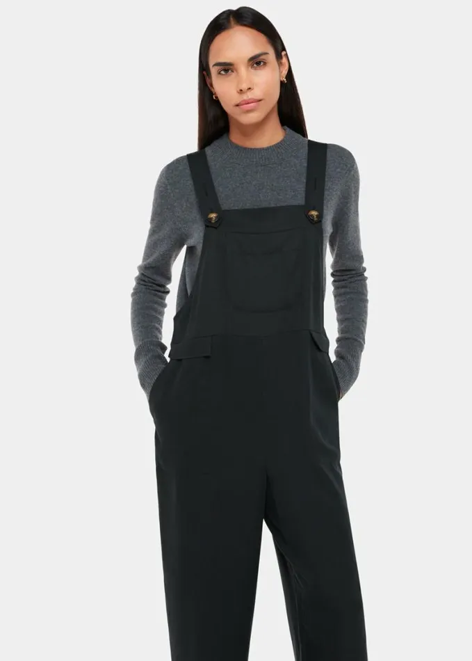 Whistles Riley Dungarees Black Women Jumpsuits