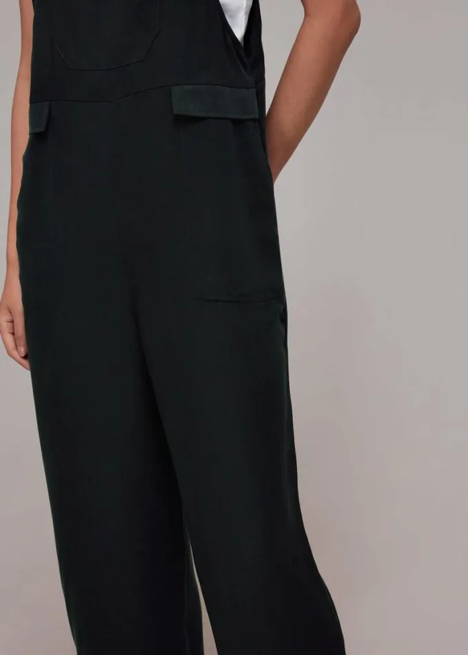Whistles Riley Dungarees Black Women Jumpsuits