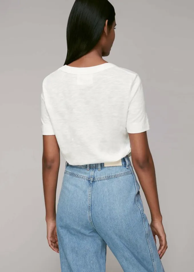 Whistles Rosa Double Trim Tshirt White Women Tops