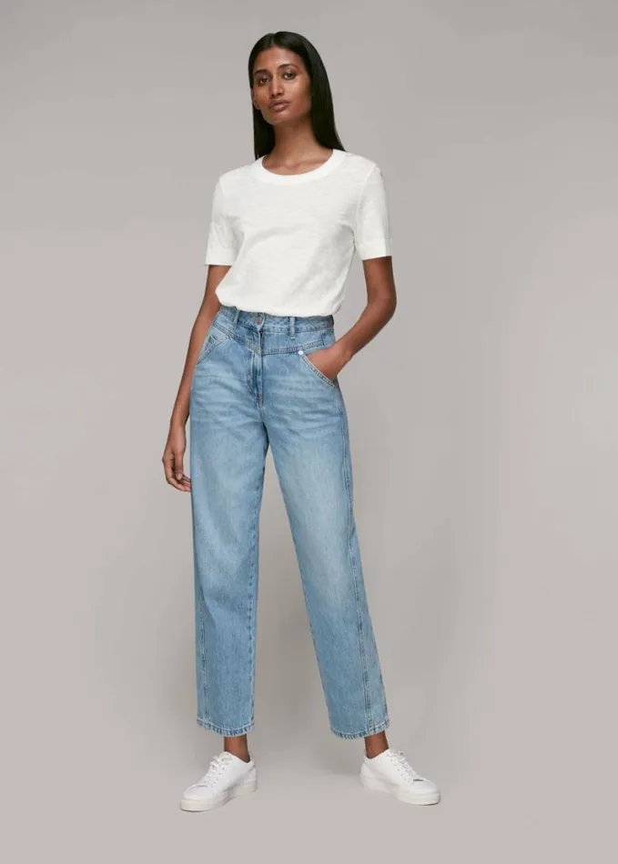 Whistles Rosa Double Trim Tshirt White Women Tops
