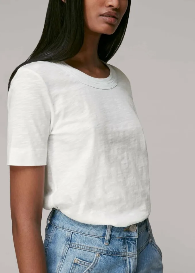 Whistles Rosa Double Trim Tshirt White Women Tops