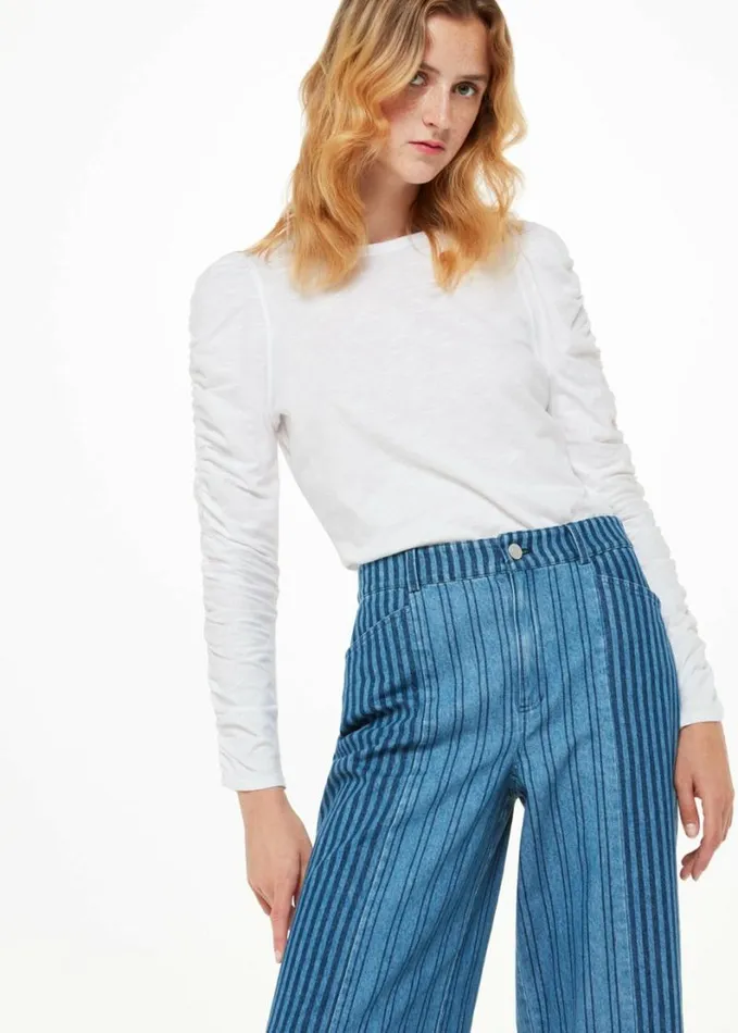 Whistles Ruched Sleeve Top White Women Tops