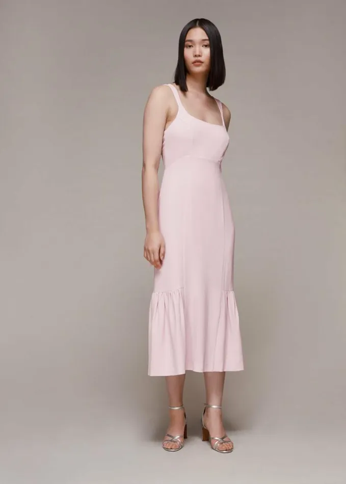 Whistles Sarah Tie Detail Dress Pale Pink Women Bridesmaids