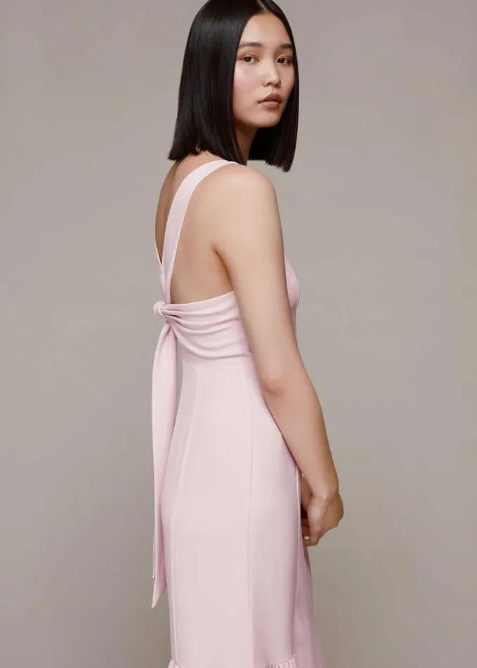 Whistles Sarah Tie Detail Dress Pale Pink Women Bridesmaids