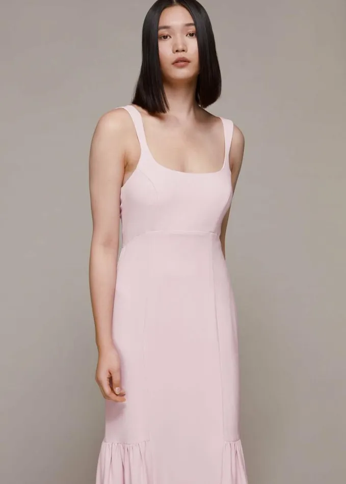 Whistles Sarah Tie Detail Dress Pale Pink Women Bridesmaids