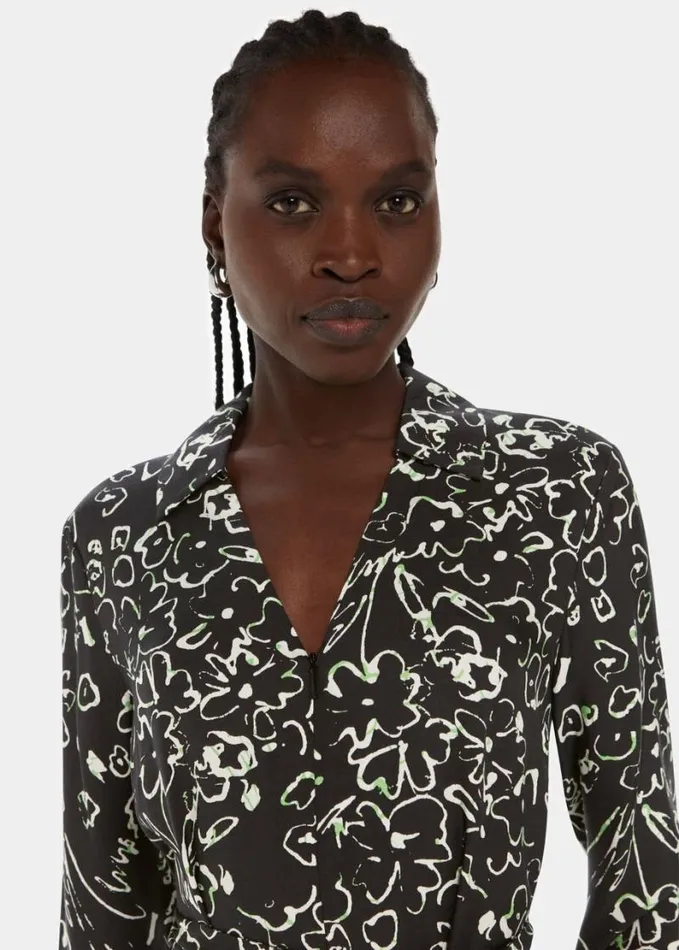 Whistles Scribble Bouquet Midi Dress Blackmulti Women Dresses