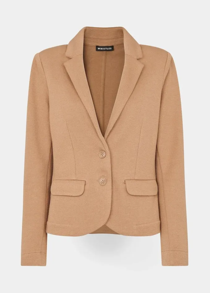Whistles Slim Jersey Jacket Neutral Women Coats and Jackets