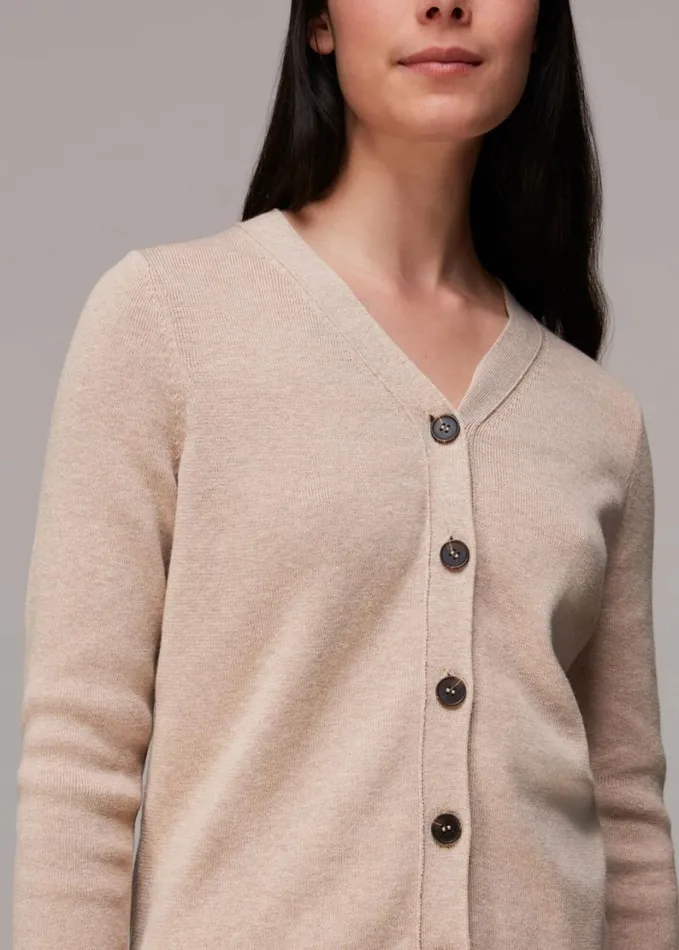 Whistles Slimline Cardigan Neutral Women Sweaters and Cashmere