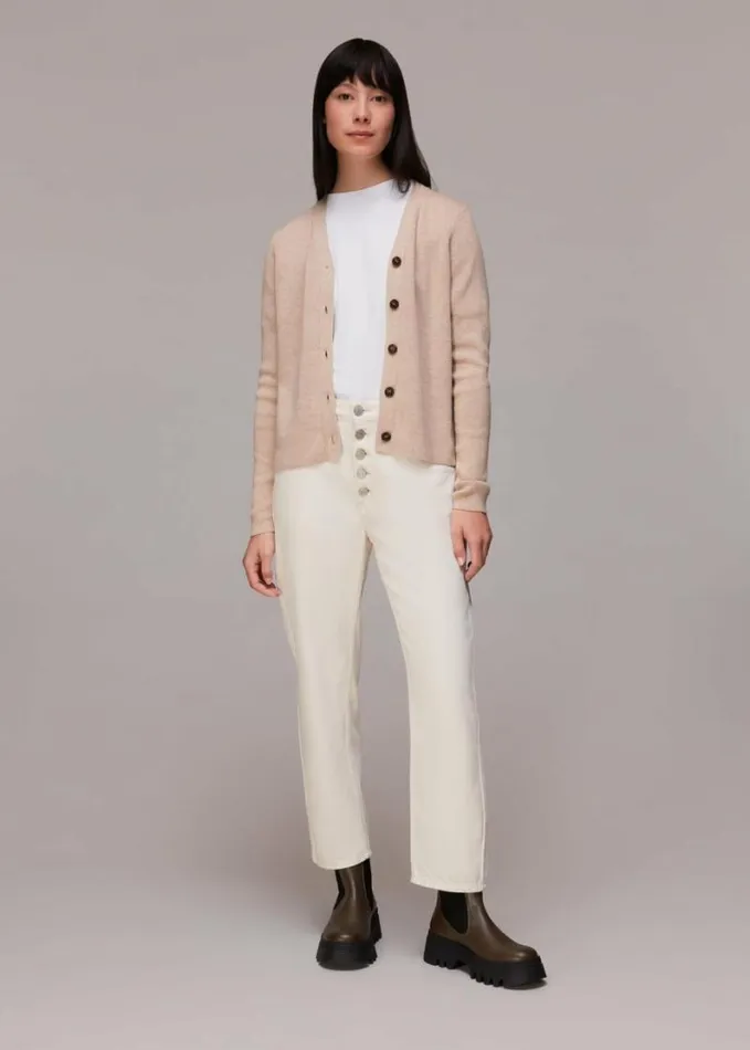 Whistles Slimline Cardigan Neutral Women Sweaters and Cashmere
