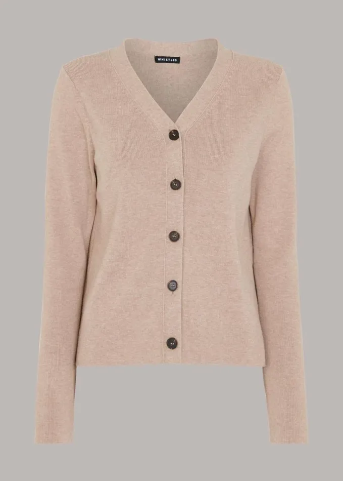Whistles Slimline Cardigan Neutral Women Sweaters and Cashmere