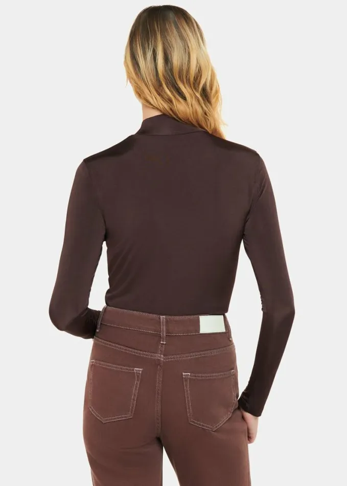 Whistles Slinky High Neck Top Chocolate Women Tops