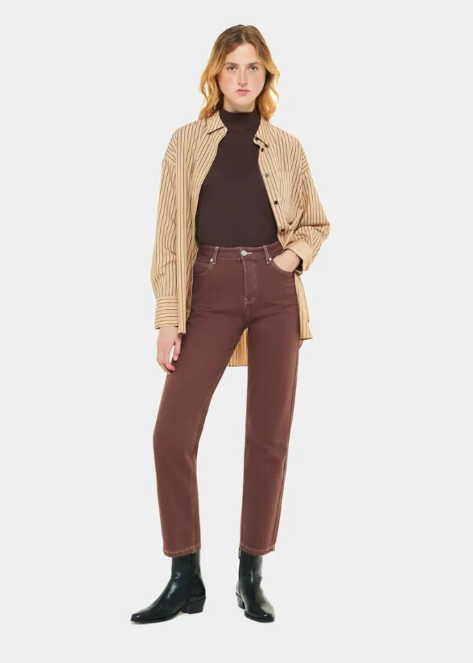 Whistles Slinky High Neck Top Chocolate Women Tops