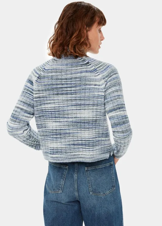 Whistles Space Dye Funnel Neck Bluemulti Women Sweaters and Cashmere