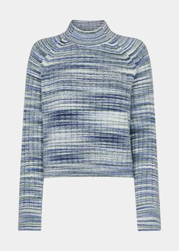 Whistles Space Dye Funnel Neck Bluemulti Women Sweaters and Cashmere