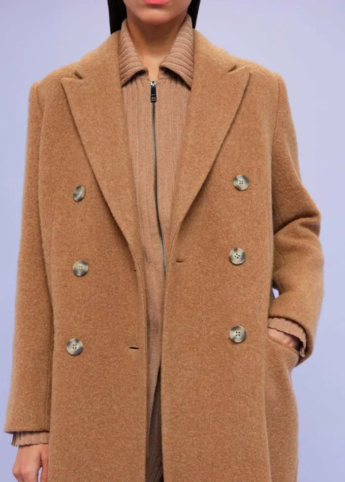 Whistles Textured Wool Blend Coat Camel Women Coats and Jackets