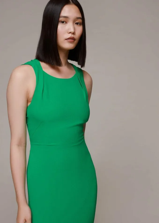 Whistles Tie Back Maxi Dress Green Women Dresses