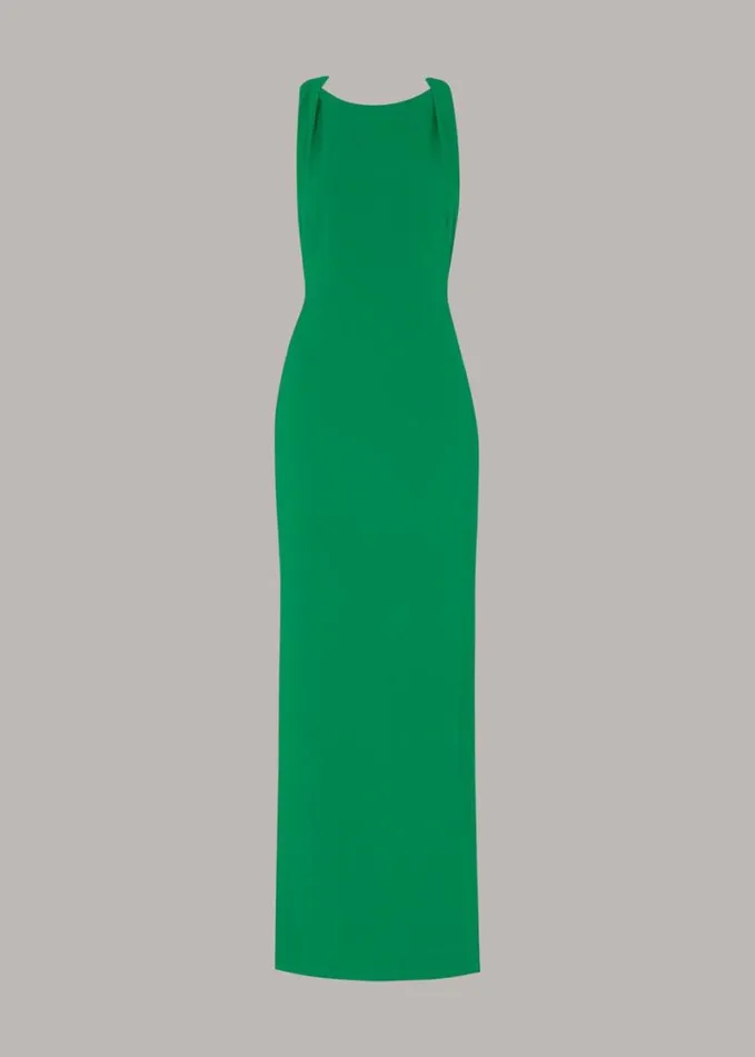 Whistles Tie Back Maxi Dress Green Women Dresses