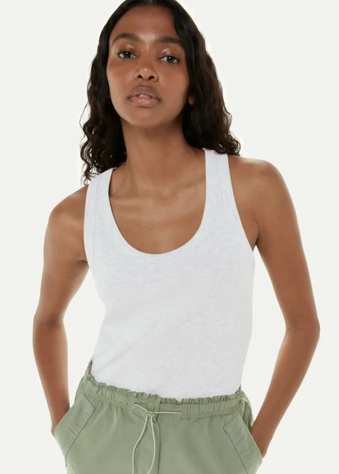 Whistles Ultimate Ribbed Scoop Vest Grey Women Tops